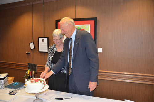 Photo of wedding cake cutting