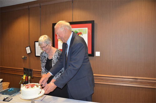 Photo of wedding cake cutting