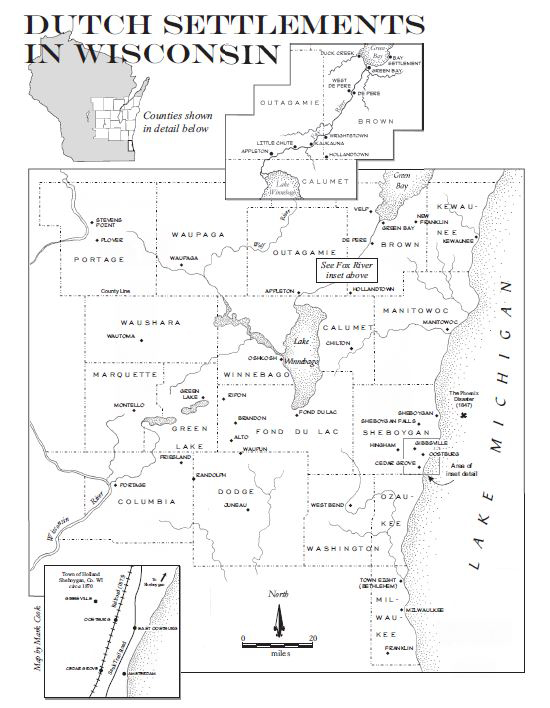 Map of  Dutch Settlements in Wisconsin
